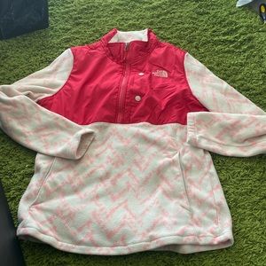 Pink patterned north face pullover size L